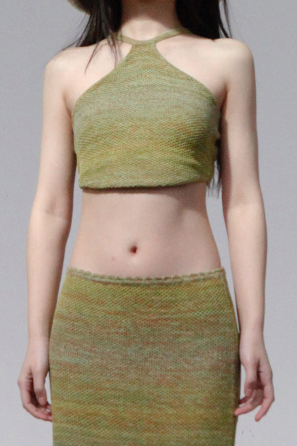 SWAYING/KNIT gradient strapless halterneck top SW23SS1T36 gradient green PS61